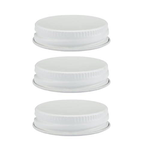 Metal Growler Caps (3 Pack) - For 1-Gallon & 1/2-Gal Sized Glass Jugs - 1.5" (38mm) Dia, Made in USA - Beer/Kombucha/Homebrew Bottle - Food Grade Lid w/Continuous Thread & Plastisol Liner - color: White