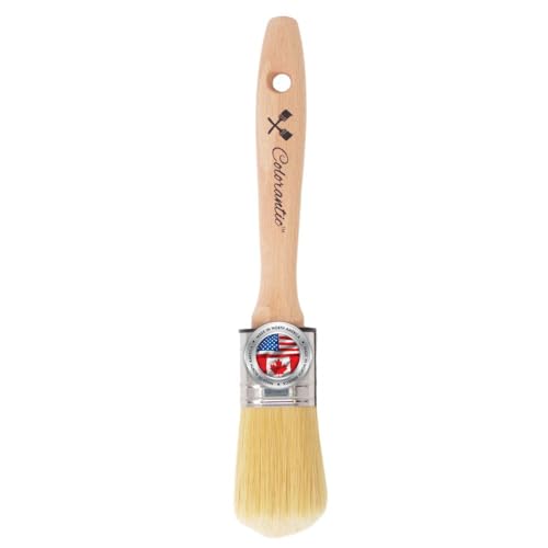 Colorantic | Chalk and Wax Brush for Furniture | Beeswax Polish Round Oval Brushes Natural Bristles DIY Paste Polishing (35mm Oval Chalk Based Paint Brush) - size: 35mm Oval Chalk Based Paint Brush