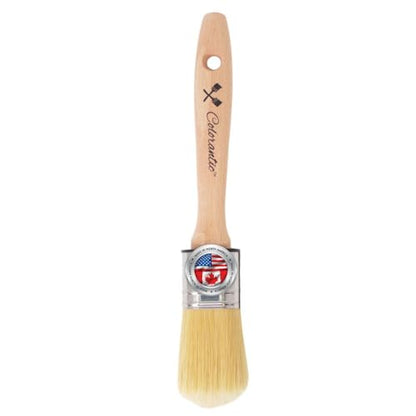 Colorantic | Chalk and Wax Brush for Furniture | Beeswax Polish Round Oval Brushes Natural Bristles DIY Paste Polishing (35mm Oval Chalk Based Paint Brush) - size: 35mm Oval Chalk Based Paint Brush