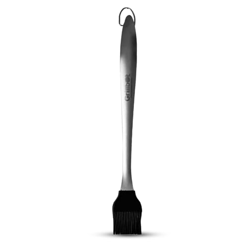 Grillbot Grill Silicone Basting Brush for Grilling and Cooking, Stainless Steel Long Handle with Heat-Resistant Silicone Bristles, Pastry Brush for Baking, Dishwasher Safe BBQ Basting Brush for Grill - color: BBQ Basting Brush