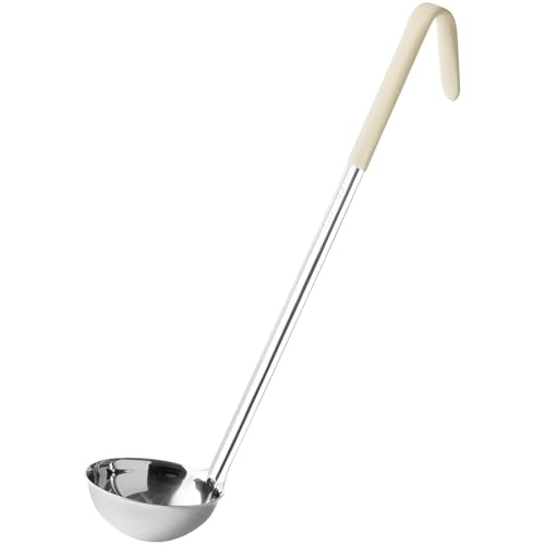 OCS Parts Professional Series Stainless Steel Culinary Ladle | 3 Ounce | Heat Resistant PVC Handle, Dishwasher Safe 13-Inch Soup Ladle for Home and Commercial Kitchens - size: 3 Ounce