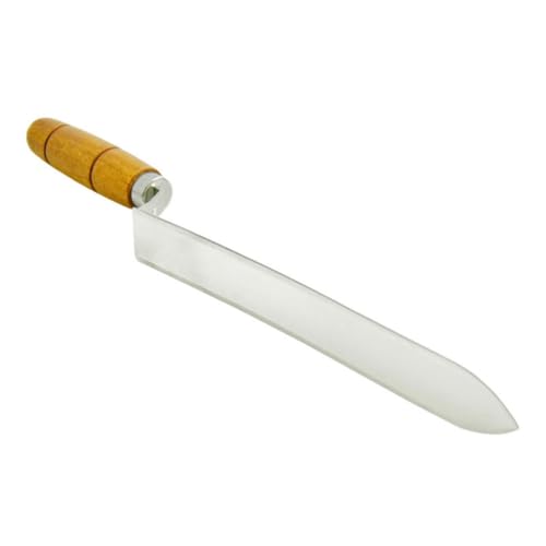 BESTonZON Beekeeping Uncapping Knife Stainless Steel and Wood Honey Scraper Tool 13.4 Inch Efficient Cutting Flat Scraper for Manual Honey Extraction in Beekeeping Random Color