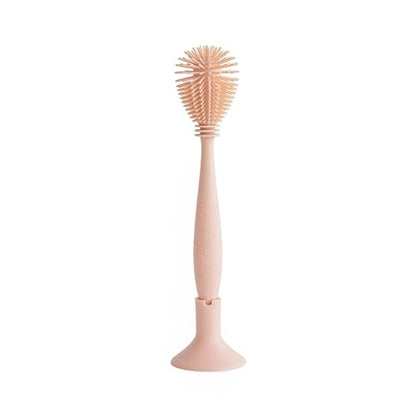 mushie Baby Bottle Brush | Soft Silicone with Suction Base (Blush) - color: Blush