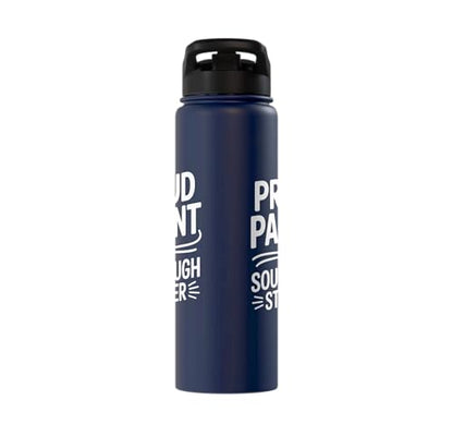 Proud Parent Sourdough Starter Active Yeast Stainless Steel Insulated Water Bottle - color: Navy Blue