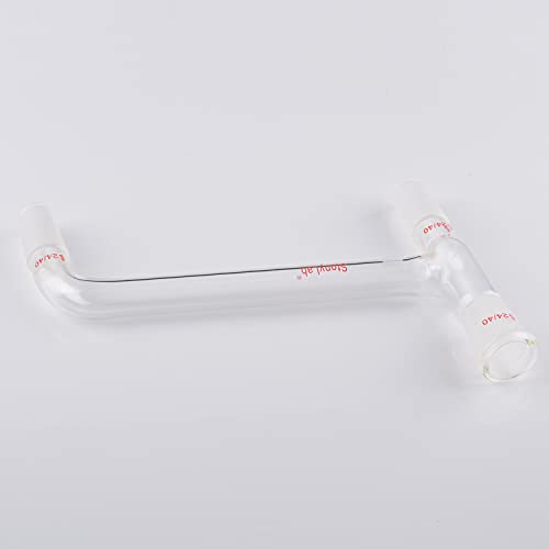 stonylab Borosilicate Glass 75 Degree Bent Distilling Adapter, with Two 24/40 Inner Joints and One Outer Joint, for Laboratory Distillation - size: 24/40 Joint