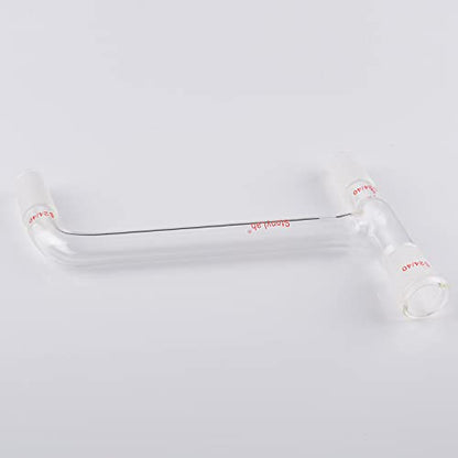 stonylab Borosilicate Glass 75 Degree Bent Distilling Adapter, with Two 24/40 Inner Joints and One Outer Joint, for Laboratory Distillation - size: 24/40 Joint