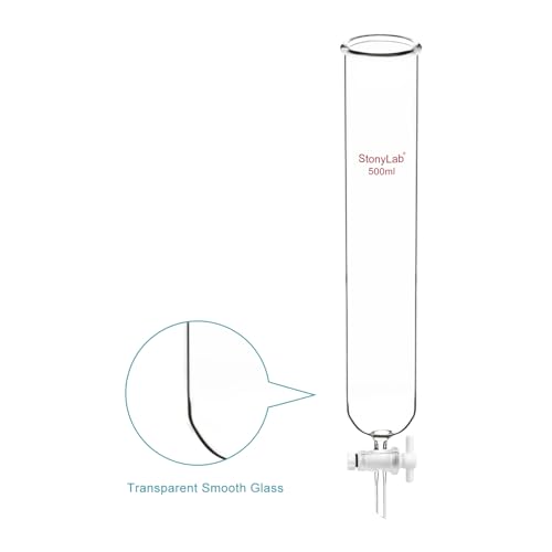 stonylab Dropping Funnel, Borosilicate Glass Burette Funnel with PTFE Stopcock for Laboratory and Home Use, 500 ml - size: 500 ml