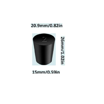 Laboratory Grade Rubber Stoppers, 25 Pieces Assorted Tapered Bungs Set, 2# Solid Black Round Rubbers Hole Plugs - size: 25pcs 2#