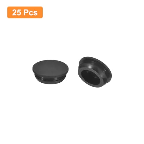 uxcell 25Pcs Silicone Plugs, Rubber Round Snap in Locking Hole Plugs for 14.5-15.5mm Hole, Hole Stoppers Waterproof Hole Plug for Metal Tube, Furniture End Caps Inserts, Black - size: 14.5-15.5mm