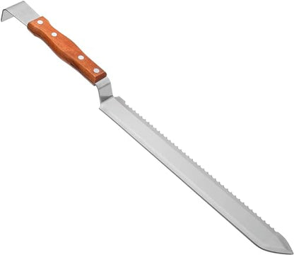 Multifunctional Stainless Steel Honey Cutter Knife Scraper Beekeeping Tool with Wood Handle for Honey Harvesting Extracting Bee Keeping,Honey Uncapping Knife, Honey Cutter Honey Knife