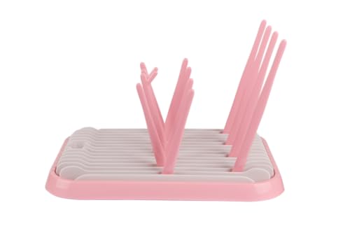 Baby Bottles Drying Rack, Folding Drainer for Feeding Bottles Accessories Dryer Holder(Pink)