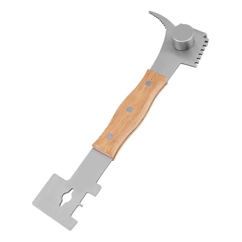 AukBeeFun Multipurpose Steel Hive Tools with Wooden Handle and 7 Functions Beekeeping Hive Scraper Tool Professional Beekeeping Equipment
