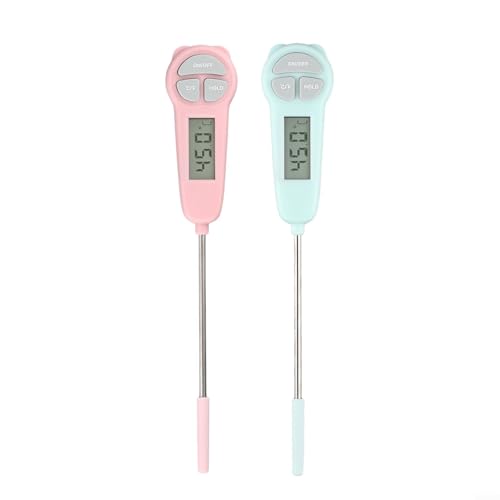 Digital Food Thermometer for Cooking, Read Meat & Candy Temp Gauge, Waterproof Kitchen Probe for BBQ Baking Baby Food, Green(Pink)