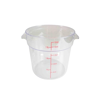 TrueCraftware- 18 Quart Clear Round Food Storage Container Polycarbonate- Commercial Reusable Food Container Canister with Measurement Markings for Meal Prep Pantry Kitchen - size: 18 Quart