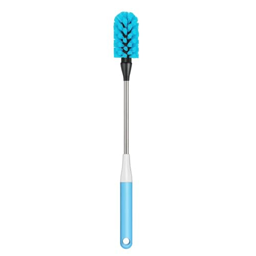 Water Bottle Brush, 15 Inches Bottles Brush, Long Handle Water Bottle Cleaner Brush, Kitchen Cup Brush Built for Cleaning Cup, Wine Glasses, Coffee Mugs, Tumblers, Wine Decanters, Blue - color: Blue-1
