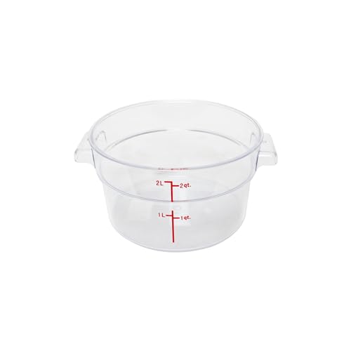 TrueCraftware- 2 Quart Clear Round Food Storage Container Polycarbonate- Commercial Reusable Food Container Canister with Measurement Markings for Meal Prep Pantry Kitchen - size: 2 Quart
