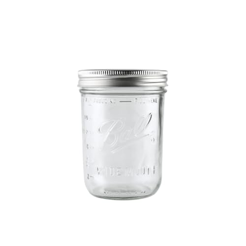 Ball - 16oz Wide Mouth Jars with Lids & Bands 12 Pack Jars, Large Glass Mason Jar for Food Storage with airtight Lid, 0.125 Gallon Glass Jar with Lid and Bands, Set of 12