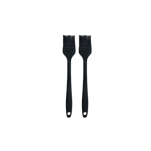 Silicone brush, Oil Brush for BBQ Kitchen Cooking Baking and Grilling (2 PCS,black) - color: Black