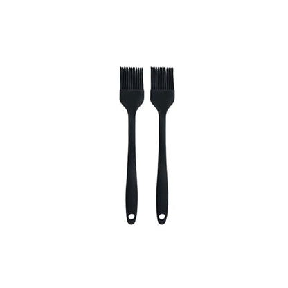 Silicone brush, Oil Brush for BBQ Kitchen Cooking Baking and Grilling (2 PCS,black) - color: Black