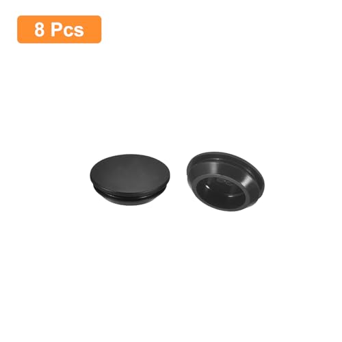 uxcell 8Pcs Silicone Plugs, Rubber Round Snap in Locking Hole Plugs for 22-24mm Hole, Hole Stoppers Waterproof Hole Plug for Metal Tube, Furniture End Caps Inserts, Black - size: 22-24mm