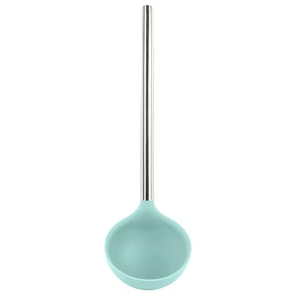 Tovolo Silicone Ladle With Stainless Steel Handle Deep Soup Ladle for Cooking Canning Serving Soup Punch Stew Sauce, Large Kitchen Utensil Spoon Dishwasher Safe BPA Free Silicone Aqua Seafoam Green - color: Light Aqua