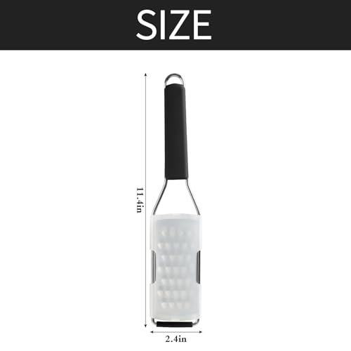 Cambom Cheese Grater Vegetable Shredder & Citrus Zester Lemon Zester for Parmesan Cheese, Vegetables, Zucchini, Nutmeg, Chocolate, Lemons, Hand Held Shredder Graters Stainless Steel Extra Coarse Blade - color: Black, size: Set of 1, style: Extra Coarse Bl
