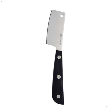 Cheese Knife - MATTSTONE HILL Cheese Cleaver, Hard Cheese Cutter, Premium Stainless Steel, Black Handle - size: 3"