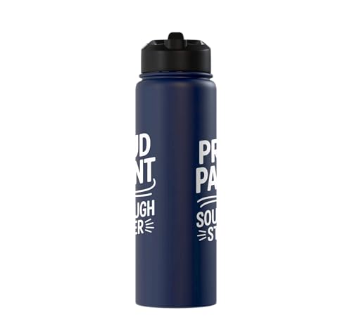 Proud Parent Sourdough Starter Active Yeast Stainless Steel Insulated Water Bottle - color: Navy Blue