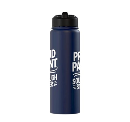 Proud Parent Sourdough Starter Active Yeast Stainless Steel Insulated Water Bottle - color: Navy Blue