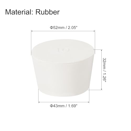 uxcell 2Pcs Solid Rubber Stoppers, White 10# Tapered Lab Plugs Lab Seal Tube Stopper Plug for Industry and Laboratories, 52x43x32mm