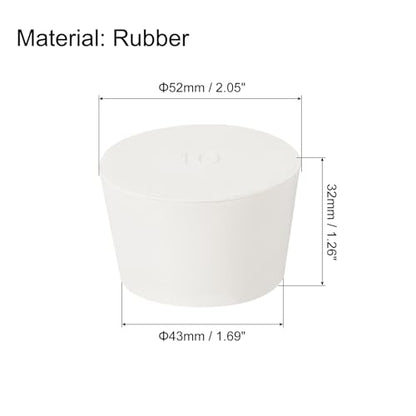uxcell 2Pcs Solid Rubber Stoppers, White 10# Tapered Lab Plugs Lab Seal Tube Stopper Plug for Industry and Laboratories, 52x43x32mm