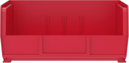 Akro-Mils 30235 AkroBins Plastic Storage Bins, Space-Saving Stackable Bins for Garage, Pantry, Craft Organization, 11" x 11" x 5", Red, 6-Pack - color: Red