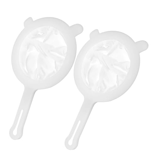 Uonlytech 2pcs Fine Mesh Strainer Filter for Kitchen Juice and Soy Milk, Plastic Food Sieve with Double Handle, Reusable Honey and Coffee Juice Filter for Home Cooking