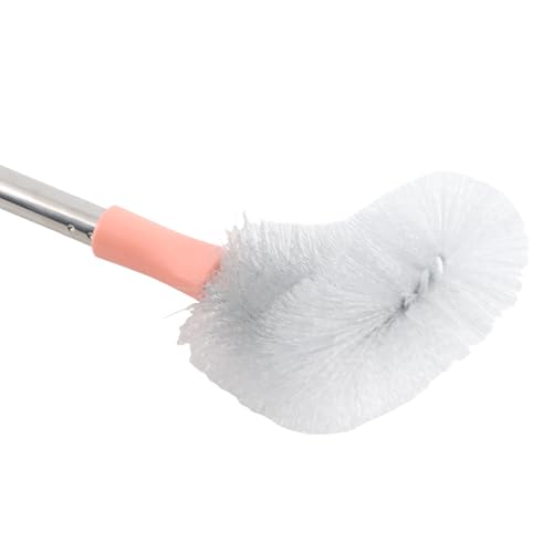 Long Bottle Brush, 70cm Stainless Steel Handle Bendable Head Bottle Cleaner Brush for Household Office (Pink) - color: Pink