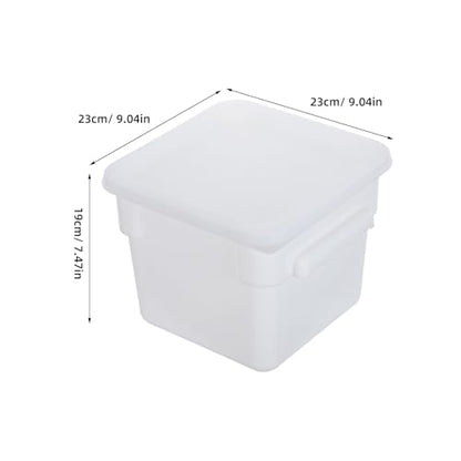 Yardwe Food Storage Bucket with Lid - 6l White Plastic Pail - Stackable Square Storage Container for Pickling, Brining, And Ice Cream - Kitchen Pantry Box