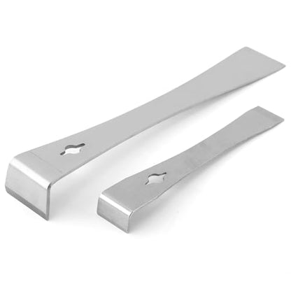 2Pcs Stainless Steel Pry Bar Scraper Set, 7-1/4" & 9-1/4" Flat Pry Bar Small Trim Puller,Silver Beekeeping Hive Scraper, Baseboard Removal Tool, Bee Hive Hand Tool, 2 Sizes