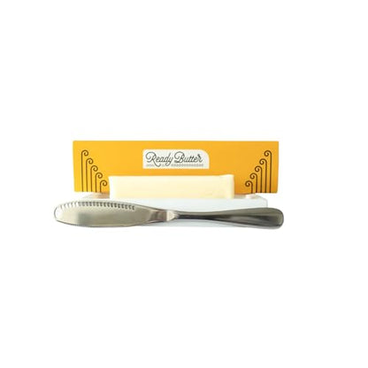Houseify Ready Butter 3-in-1 18/10 Stainless Steel Butter Knife | 6-inch handle, serrated edge, grate and curl, spreads cold butter, dishwasher safe, rustproof, for home and restaurant - style: Ready Butter