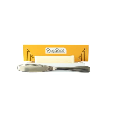 Houseify Ready Butter 3-in-1 18/10 Stainless Steel Butter Knife | 6-inch handle, serrated edge, grate and curl, spreads cold butter, dishwasher safe, rustproof, for home and restaurant - style: Ready Butter