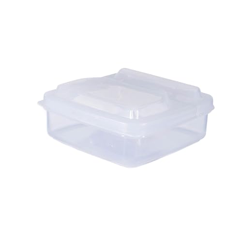 1pc Transparent Plastic Cheese Storage Box Hinged Lid Portable Fridge Organizer