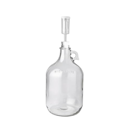 North Mountain Supply 1 Gallon Glass Jug with Handle, Rubber Stopper & 3-Piece Airlock, Clear, NMS 38 Gallon Jug - 6.5 + 3-Piece