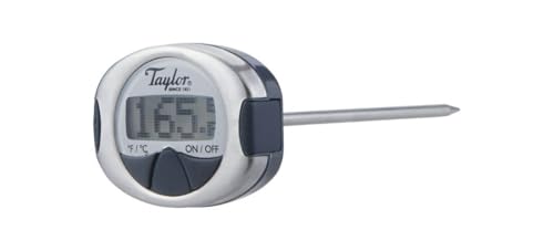 Taylor Instant Read Thermometer - Steel Probe, Non-Rolling (Silver) | Digital Food Thermometer, Stainless Steel Probe, Hold Function, Dot Matrix Display, Non-Rolling Design, -58°F To 448°F Range - color: No Color