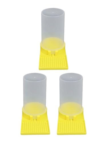 3-Pack Bee Drinkers for Hive, Plastic Water Feeder with Basin at Entrance, Easy Fill Bee Hydration Station, Yellow for Beekeeping Supplies
