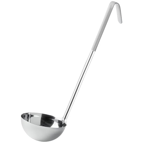 OCS Parts Professional Series Stainless Steel Culinary Ladle | 12 Ounce | Heat Resistant PVC Handle, Dishwasher Safe 15-Inch Soup Ladle for Home and Commercial Kitchens - size: 12 Ounce