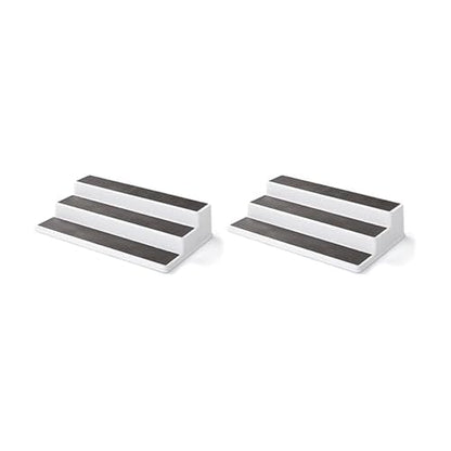 Copco 2555-0188 Non-Skid 3-Tier Spice Pantry Kitchen Cabinet Organizer, 15-Inch, White/Gray (Pack of 2) - size: 15-Inch (Pack of 2)