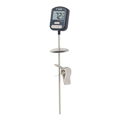 Taylor Digital Premium High Heat Resistant Candy Thermometer, Meat, Deep Fry, Brewing, and Craft Thermometer, with pan/Kettle Clip and Heat Shield, Backlit Display, and Includes 1 CR2032 Battery, Navy - color: Navy