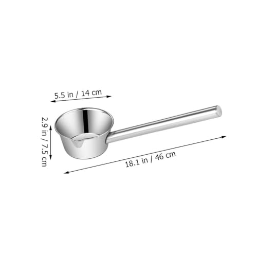 Stainless Steel Long Handle Ladle with Pour Spout 35cm Water Scoop Kitchen and Garden Watering Tool Sturdy Metal Water Dipper for Cooking and Outdoor Use