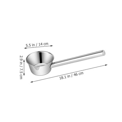 Stainless Steel Long Handle Ladle with Pour Spout 35cm Water Scoop Kitchen and Garden Watering Tool Sturdy Metal Water Dipper for Cooking and Outdoor Use