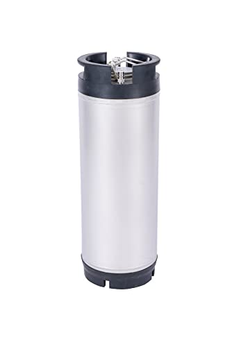 Two Pack of New 5 Gallon Silver Stainless Steel Ball Lock Kegs with Dual Rubber Handles