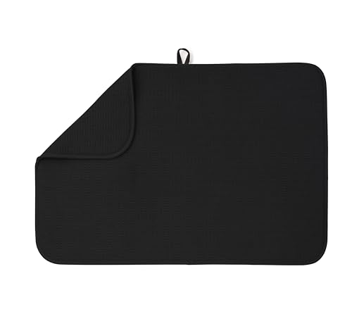 Bellemain XL Dish Mat Microfiber Dish Drying Mat, Super absorbent (Black, 17" x 24") - color: Black, size: 17" x 24"