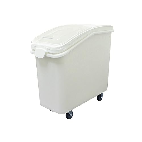 TrueCraftware- 27 Gallon Shelf Ingredient Bin (430 Cups) White with Clear Sliding Lid Casters & Measuring Scoop- Plastic Kitchen Pantry Storage Bin for Dry Food Flour Sugar Kitchen Restaurant - size: 27 Gallon